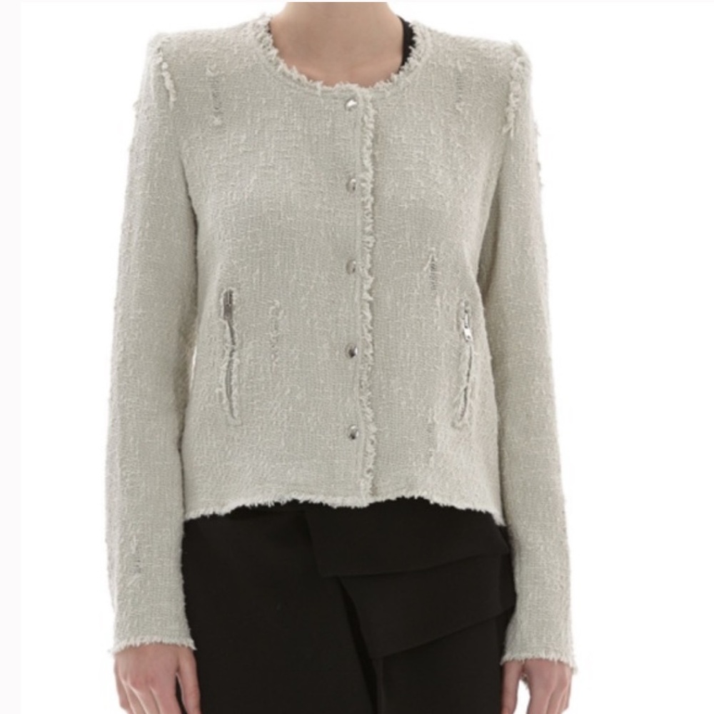 IRO Annette Cropped Boucle Jacket White EU 42